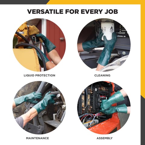 CALDMORE HARDWARE Heavy Duty PVC Coated Work Gloves – Protective Long Cuff Gloves
