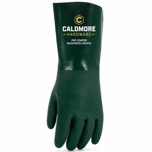 CALDMORE HARDWARE Heavy Duty PVC Coated Work Gloves – Protective Long Cuff Gloves
